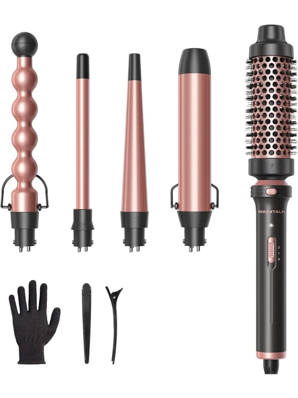 5-in-1 Curling Wand Set with Thermal Brush | Interchangeable Ceramic Iron
